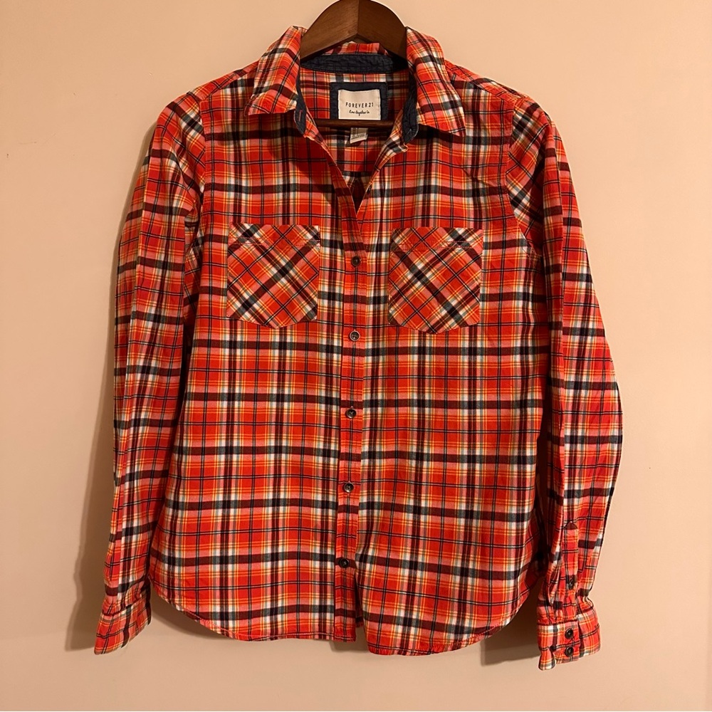 Forever 21 Women’s Vibrant Plaid Button Down Shirt